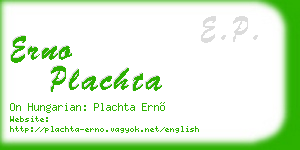 erno plachta business card